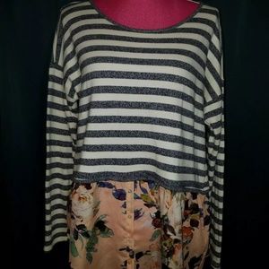 Anthropologie Postmark Floral Striped Top